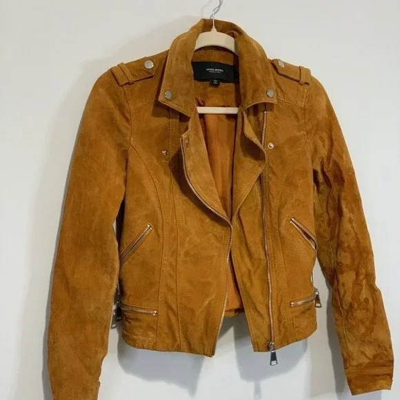 BEST JACKET FULLY LINED SOFT SUEDE LEATHER | AMBER GOLD YELLOW MUSTARD NUGGET OR - Picture 7 of 14